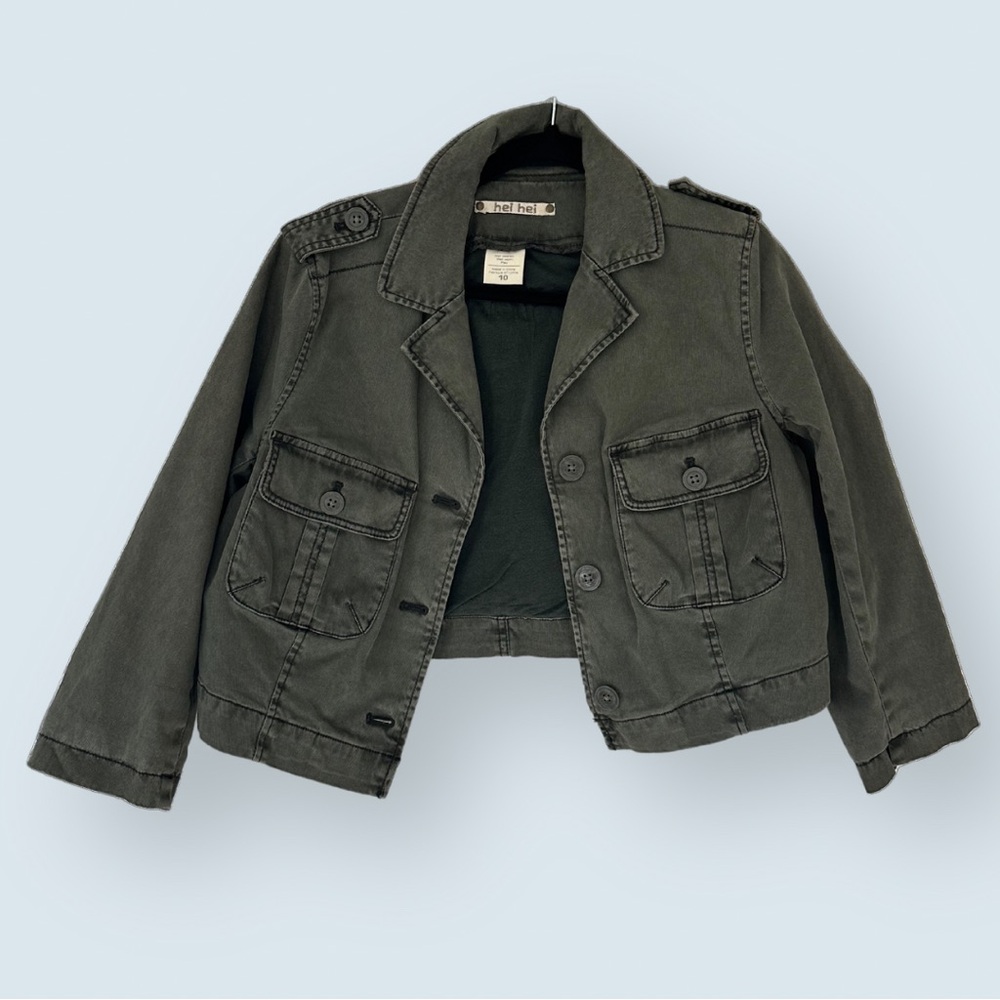 Hei Hei Olive Green Cropped Utility Jacket (Size 10)